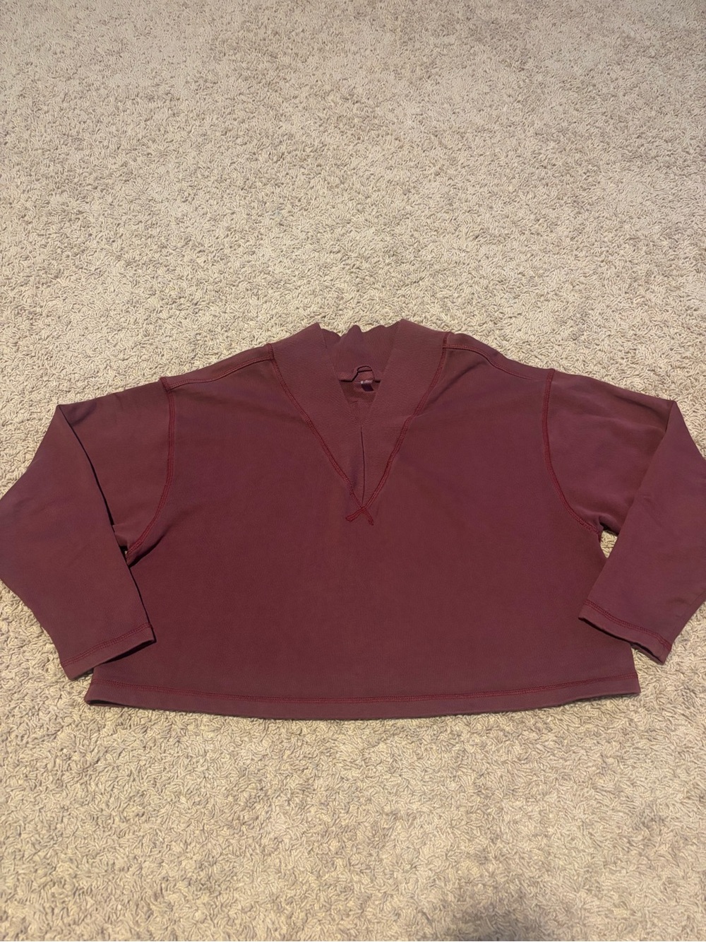 FP Movement Cropped V-Neck Pullover Sweatshirt - Wine